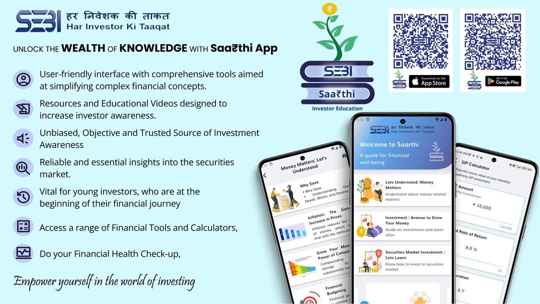 MCXIndialtd's tweet image. Saa₹thi – Your go-to app for financial learning and investing smart. Download now on Android &amp;amp; iOS. For more information related to investments in securities market, please visit SEBI Investor Website: investor.sebi.gov.in