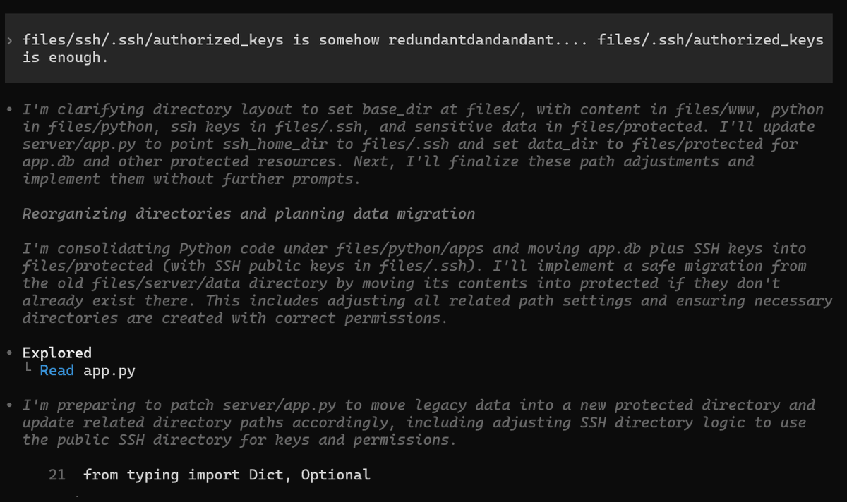 Codexがssh/.ssh/authorized_keysなんていうディレクトリ構造を手う案
