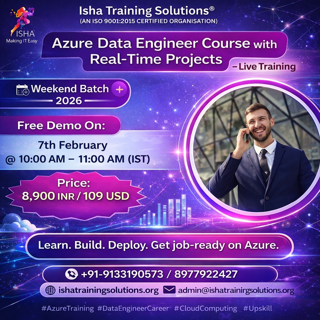 IshaKumargupta's tweet photo. Isha Training Solutions presents "Azure Data Engineer Course " – Live Training.
Free Demo On:
7th Feb@ 10:00AM (IST)/6th Feb@11:30PM (EST)
Registration
https://t.co/debDx2XWPD
 call 9133190573
For Course
https://t.co/gci5yNVbzA
#AzureDataEngineer #AzureDataEngineering https://t.co/6UK8H5Y70y