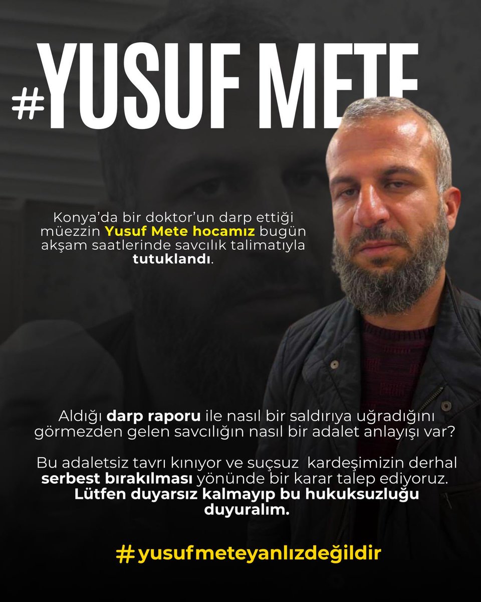 Allahu Teala’dan Yusuf hocamız için bir çıkış vermesini diliyoruz

 #yusufmeteyalnızdeğildir