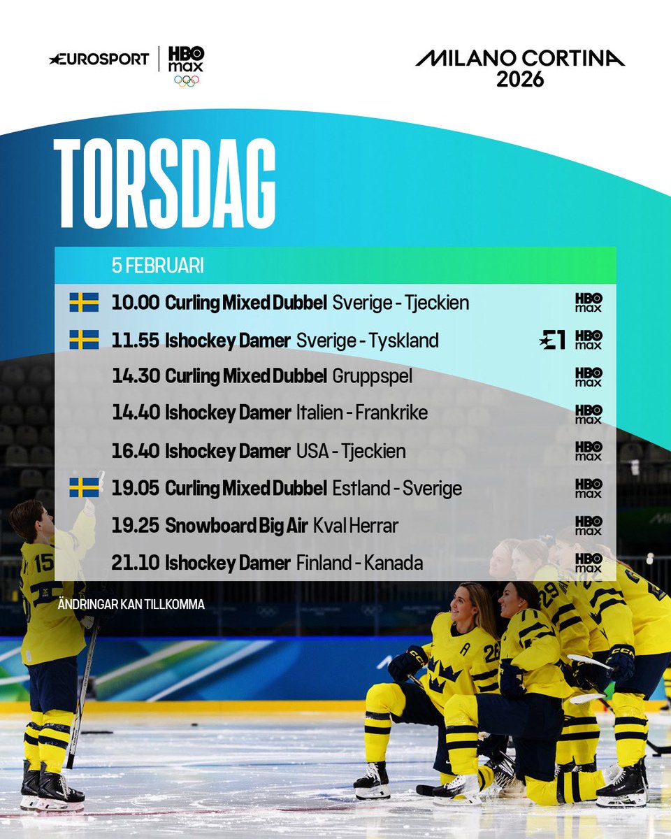 Dagens OS-schema på HBO Max! 🗓️