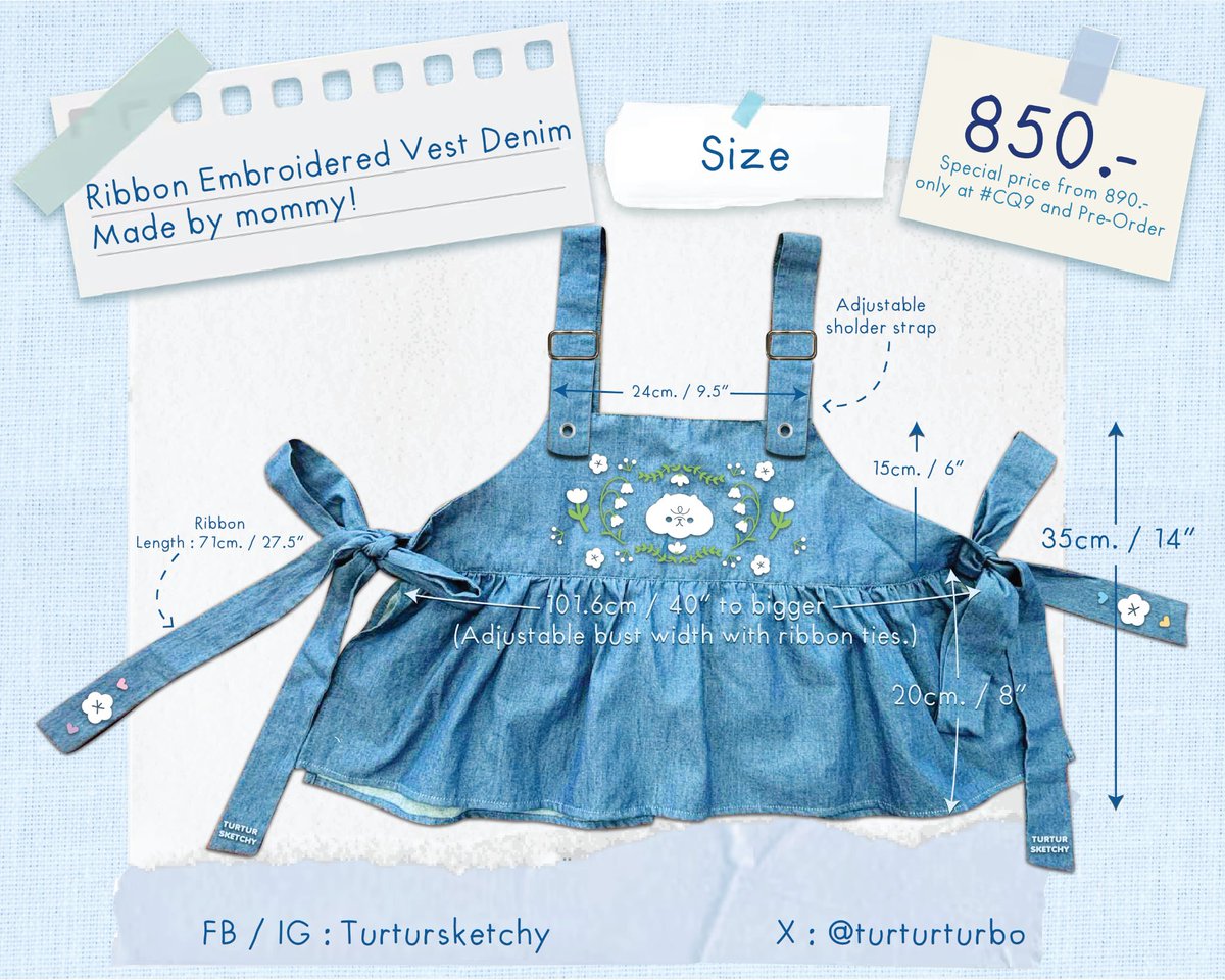 ได้โปรดขอให้มีคนเห็นสิ่งนี้เยอะๆ 🥹✨
กั๊กใหม่มาแล้วค่ะ!

ปักลายตามจุด สายที่ไหล่ปรับได้ ปลายสายมีรูห้อย พกจ ได้ รอบอกได้มากกว่า 40“ ขึ้นอยุ่กะการผูกโบว์ข้างตัวน้า 🩵

จะพาไปเปิดตัวที่ #CQ9 
ราคาพิเศษเฉพาะในงานและพรีน้า

แปะลิ้งค์สั่งให้ใต้นี้!
#turtursketchy