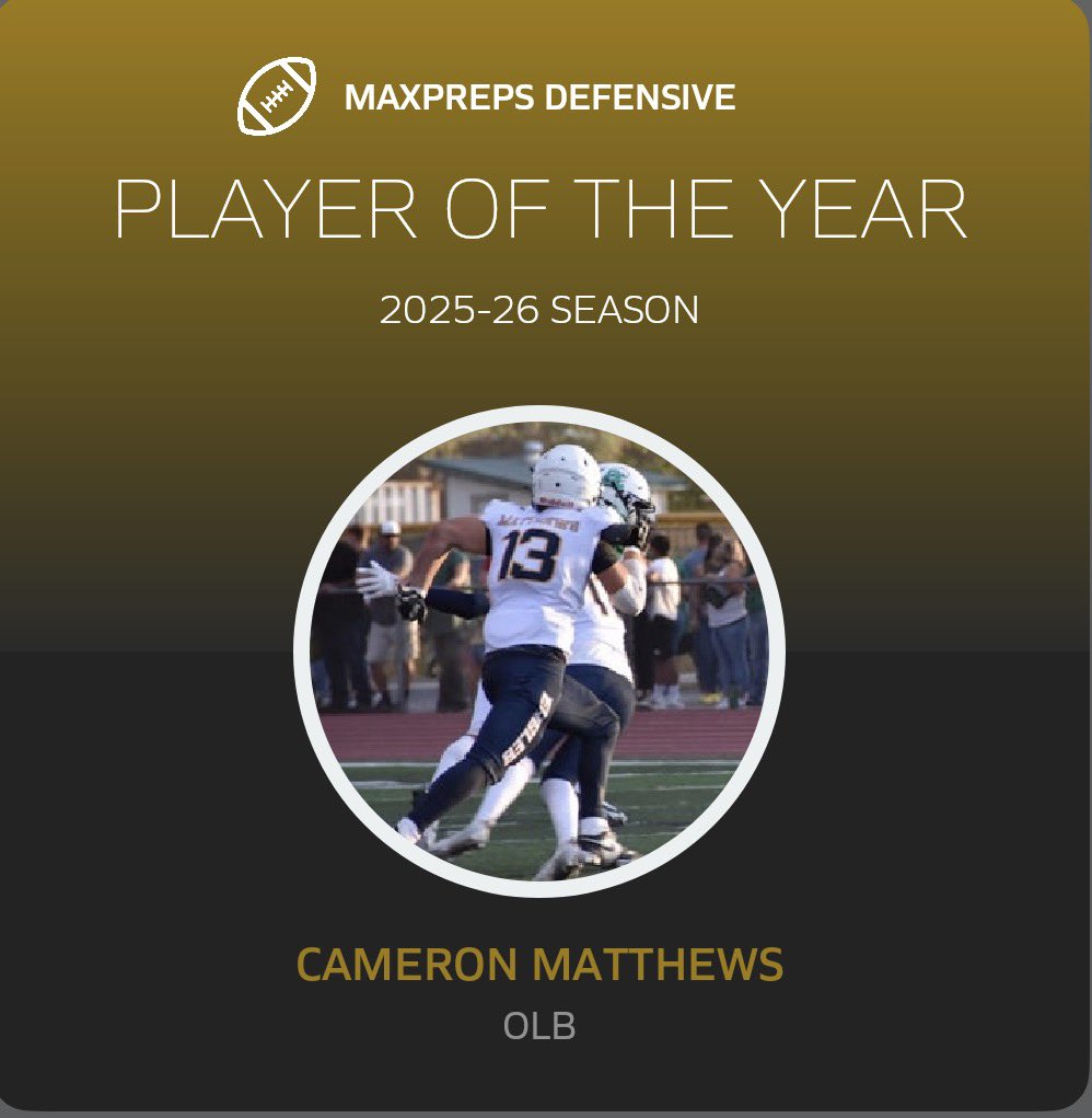 Kind of crazy I just found this out. Thank you to <a href="/MaxPreps/">MaxPreps</a> for listing me as defensive player of the year. <a href="/CoachRoddyMU/">Aiden Roddy</a> <a href="/MidlandU_FB/">Midland Football</a> <a href="/CoachBaxley/">Coach Bax</a>