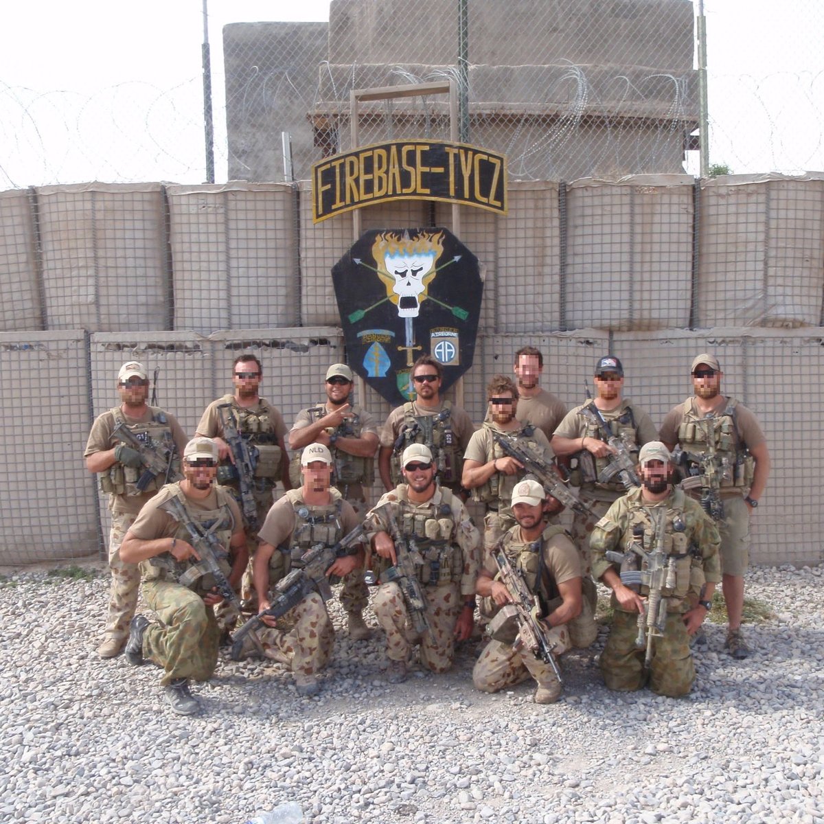 Bravo Company 2009, on the way back to Tarin Kowt after ~4 weeks doing vehicle ops in Helmand. The unblurred faces are 2CDO veterans Malcolm Goodwin &amp; Dean Parkinson (back), and Tim Aplin and Merv McDonald (kneeling). More on this in our latest podcast. linktr.ee/LOTL