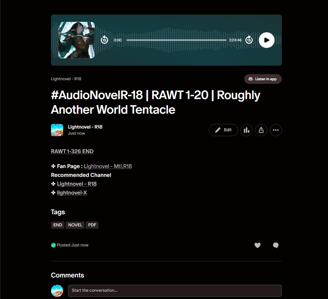 lightnovelmtl's tweet photo. #Novel #Audiobook #AdultNovel #TranslatedNovel #ReadNovel
📷 https://t.co/6YyXBemxLA
📷 https://t.co/MEnRz6Ulmr
30 - RAWT 1-326 END Roughly Another World Tentacle
📷 Got a novel title in mind? Comment below and request it. https://t.co/mHTvEplFdZ