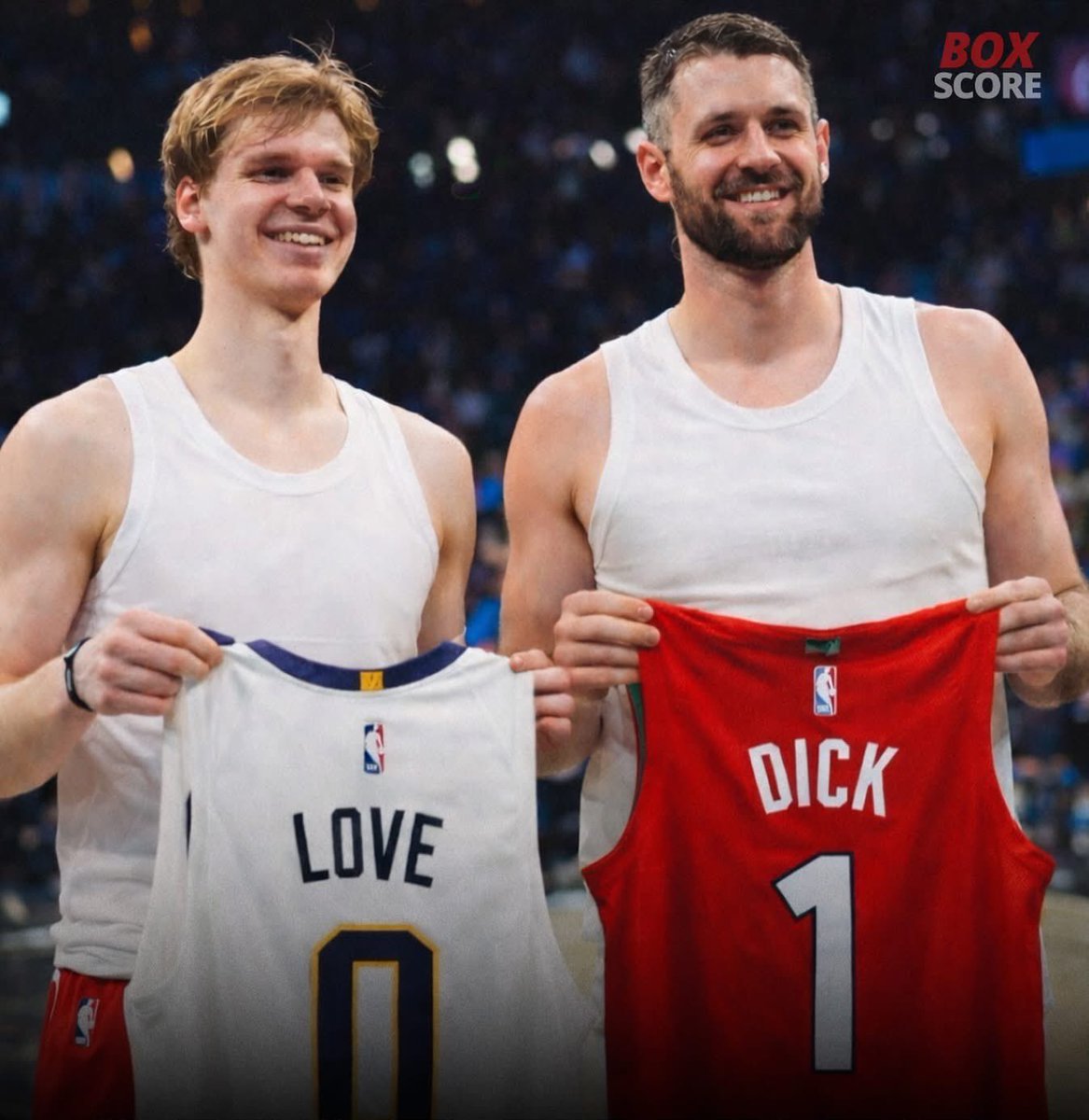 Hoopss's tweet image. BREAKING: The NBA has issued a fine to Gradey Dick and Kevin Love following their jersey swap during the Raptors–Jazz game, per league sources.