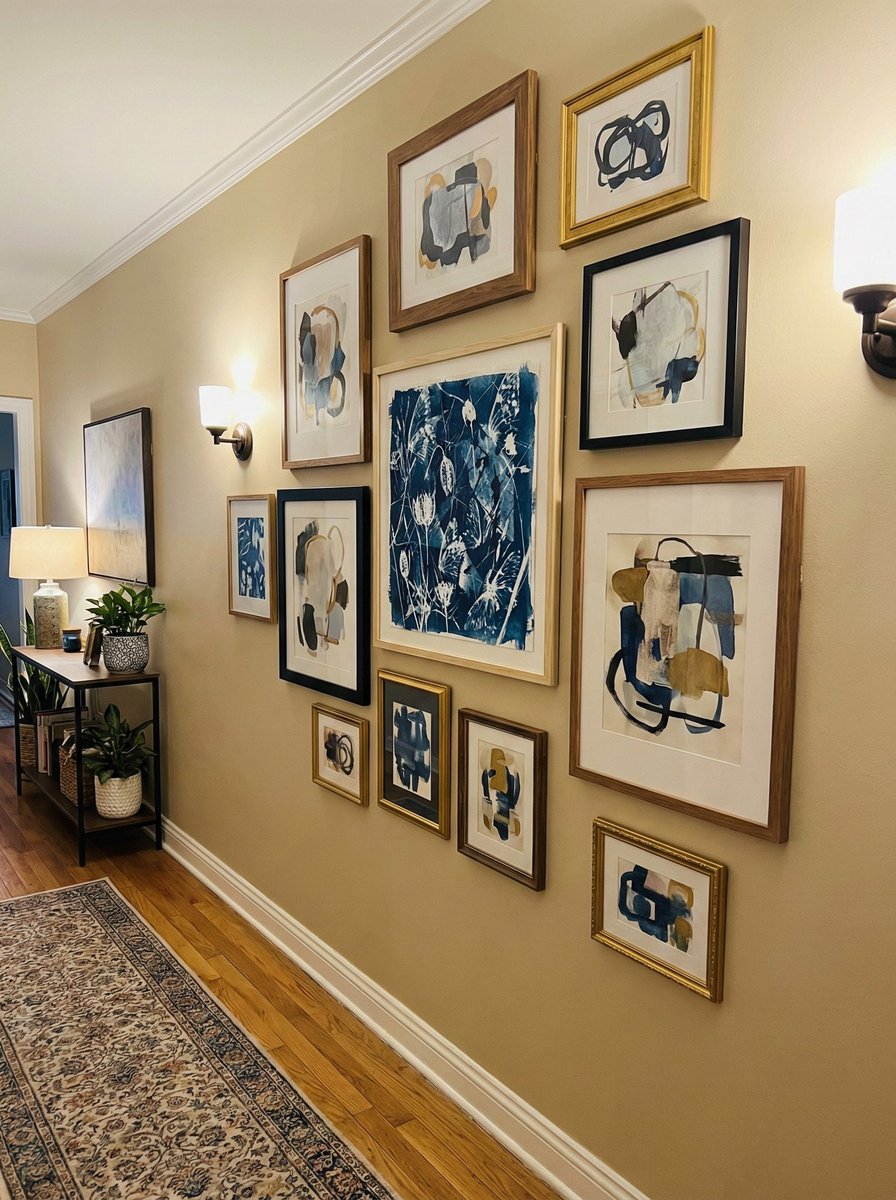 artdafen's tweet photo. The secret to a perfect gallery wall? A little bit of blue.
The blue is so deep and rich, it pulls your eye in and lets the lighter abstract pieces "float" around it.
#gallerywallhashtag #gallerywallgoals #apartmenttherapy #wallartdecor #blueaesthetic https://t.co/kv2DjXR33V