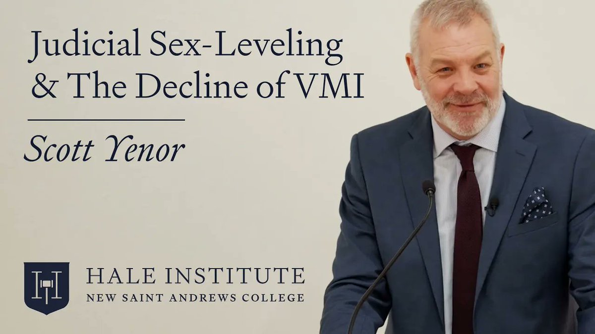 NewSaintAndrews's tweet photo. In his lecture last week for the @Hale_Institute, @scottyenor considered the Virginia Military Institute case and set forth his judgment on Justice Ginsburg’s opinion, and on what, in fact, has become of VMI in the thirty years since the Supreme Court ruling.

Watch here: https://t.co/2OYaHR8yyX