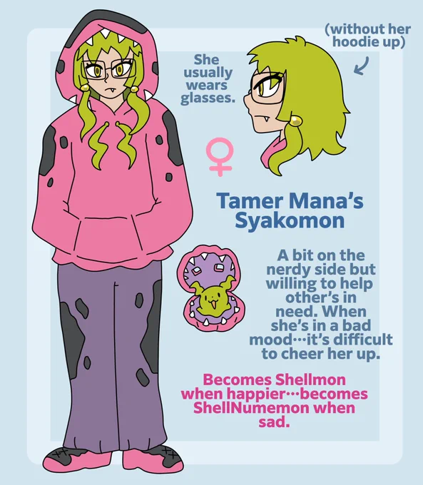 screw it: here's a Syakomon gijinka 🐚 #digimon 