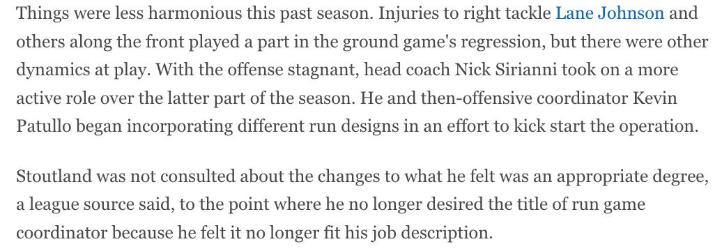BrandonGowton's tweet image. Nick Sirianni disrespected Jeff Stoutland. Not really what you want to see from the good culture CEO head coach.

espn.com/nfl/story/_/id…