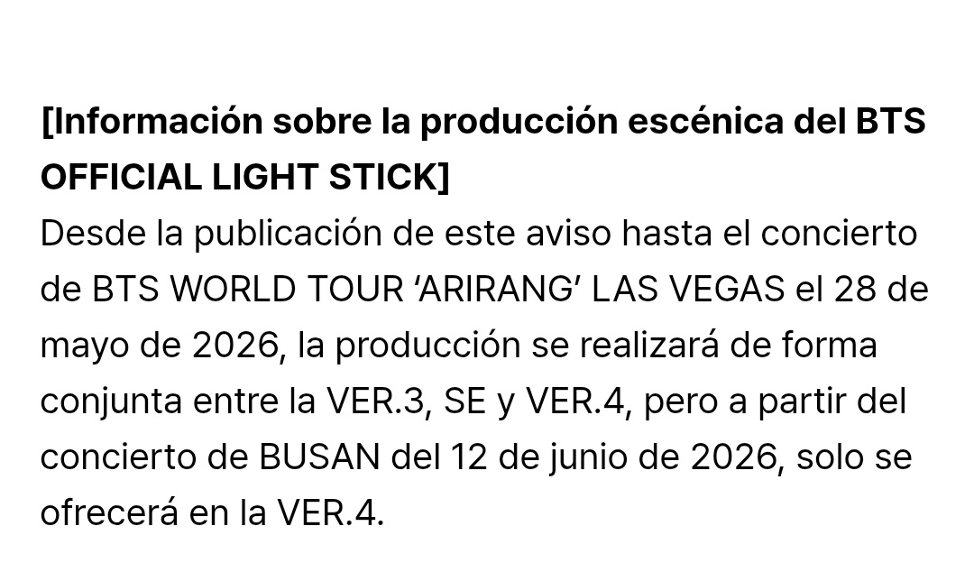 sugadboy's tweet photo. Según el anuncio, a partir de junio sólo los light stick ver.4 se sincronizarán en los conciertos https://t.co/9FAbYFGLs1