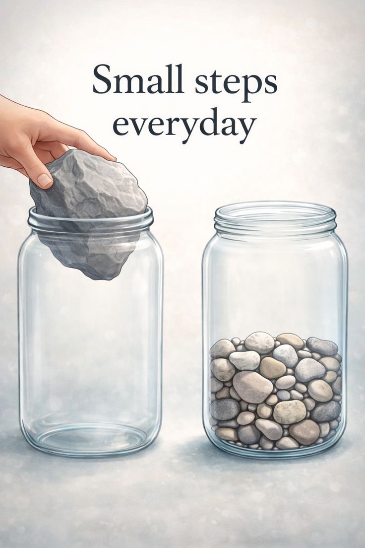 Good morning 🌅
Small steps every day turn effort into momentum.
Keep adding stones the jar fills itself. ✨