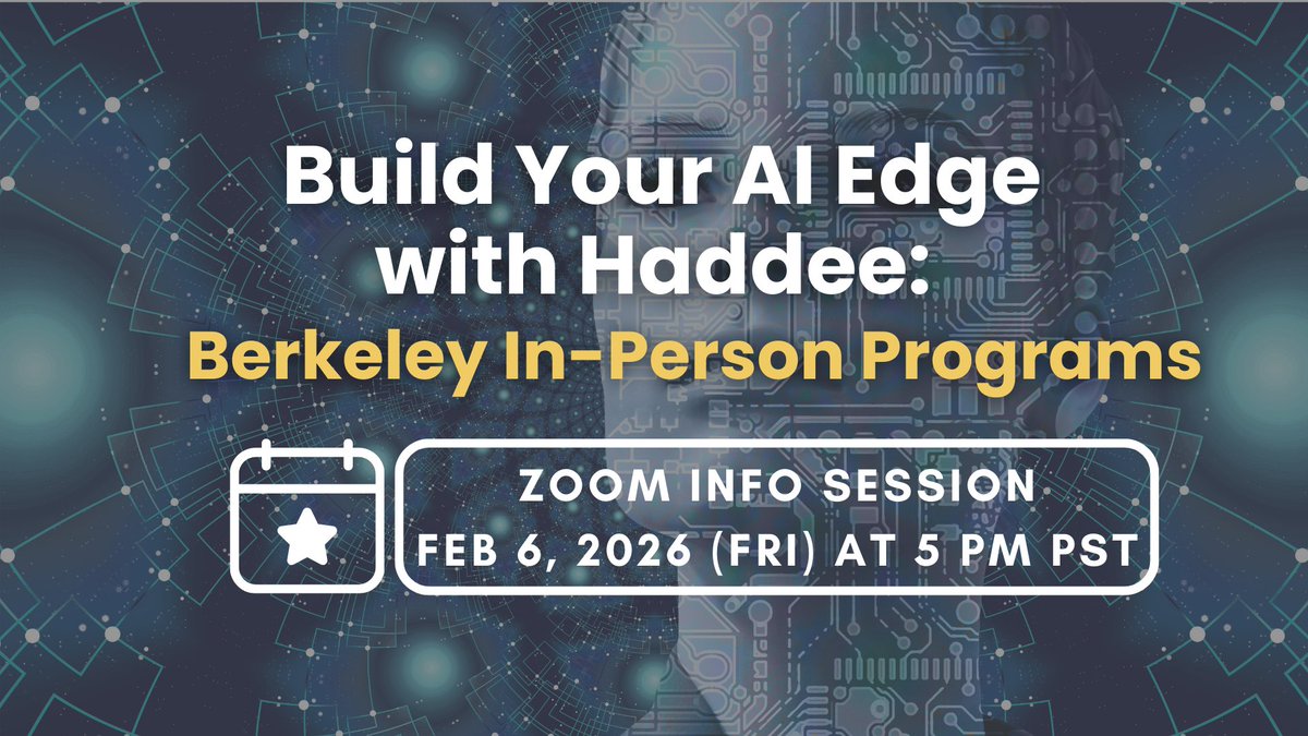 HaddeeC's tweet photo. Join our FREE Zoom info session on Feb 6, 5 pm PST and explore Haddee’s in-person Berkeley AI programs! Meet industry expert Mr. Mauro and learn how our Internship and Summer Camp can power up your AI skills. 💡🤖

Register here: https://t.co/QB0kFHwlcC https://t.co/RkQA3kZVsj