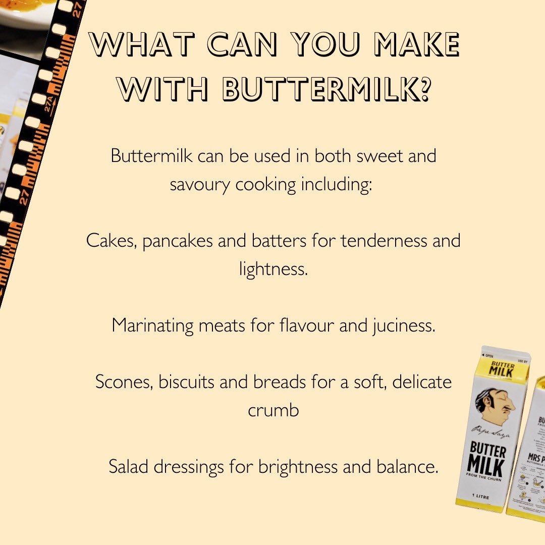 What exactly is buttermilk?

Swipe through to see how traditional buttermilk is made, why it transforms baking and cooking, and how you can use it to elevate your favourite recipes.

What do you use your buttermilk for? Or have you not tried it yet?