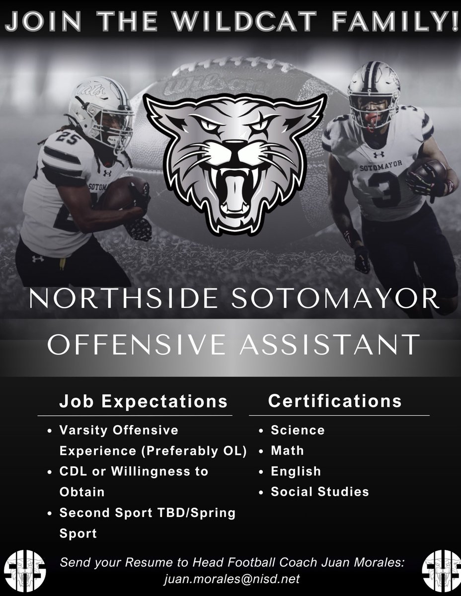 jacampbe47's tweet photo. Come be apart of something special brewing off of 12801 Tall Timber Lane๐
Great kids, community, faculty & staff ๐ค๐ผ
Home of #CATSmentality & @NISD_Athletics newest 6A program ๐
@NISDSotomayor @Sotocats_FB @WildcatsDen_SA @jamccall14 @Coach_MOrales https://t.co/FNy7HJauAw