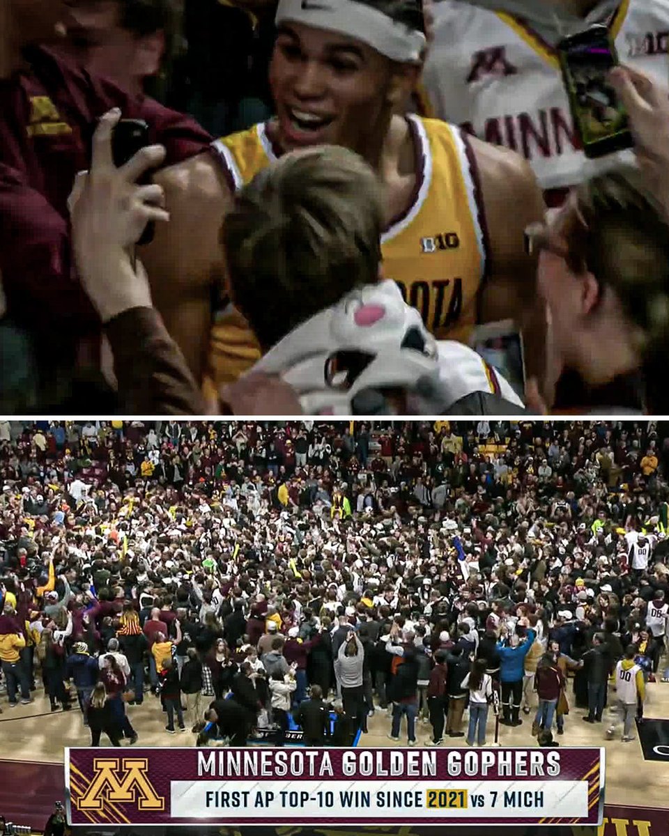SportsCenter's tweet image. SCENES AT THE WILLIAMS ARENA‼️

Minnesota knocks off No. 10 Michigan State 🔥