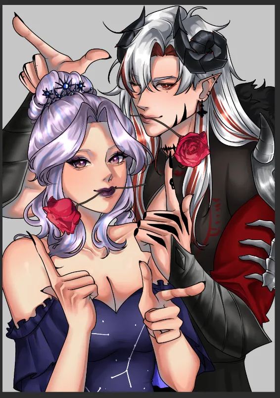 Haru: so darling who do you choose
<a href="/HaruKurohane/">Haru Kurohane 『春黒羽』 | 🩸🍷</a> 
Me: Haru i got a thorn in my lip

🎨@/wheathery 
vgen.co/wheathery