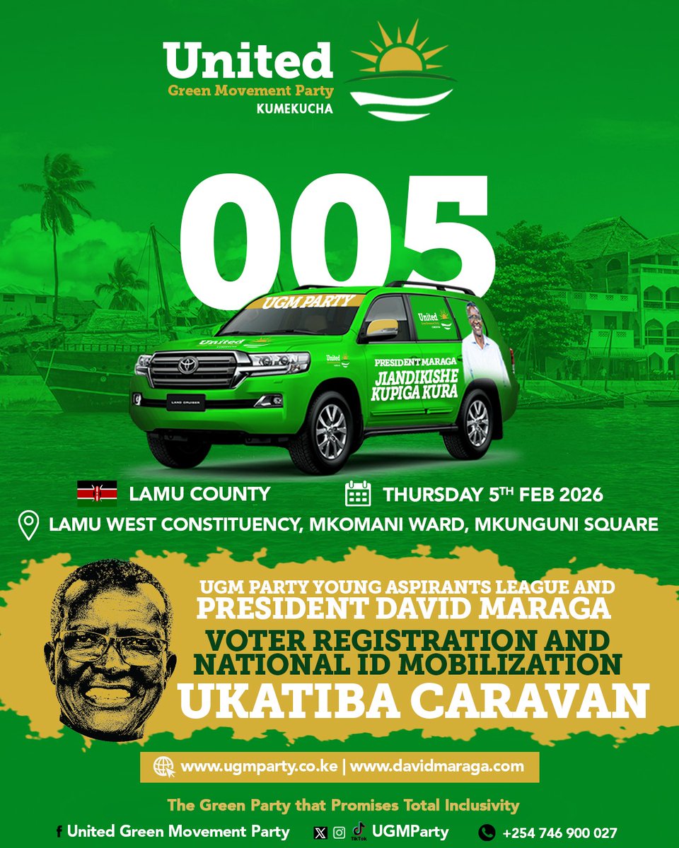 Leo tupatane Lamu tamu!!

<a href="/dkmaraga/">David Maraga</a> <a href="/Lizie2016/">NyarAduen NyarSuba</a>
<a href="/Bin_ely/">Mohamed Bin Ali</a> <a href="/hon_aden/">Aden Yussuf</a>
<a href="/NetoAgostinhoMP/">Neto Agostinho-JaSudan</a>
<a href="/kattoloo/">Katto Wambua</a>
<a href="/LingaiLili29539/">Lilian Lingai UGM</a>

#UkatibaCaravan #UkatibaMovement #UGMParty #Kumekucha