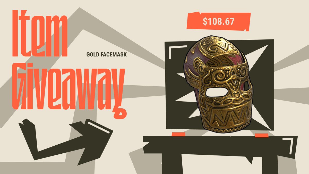 bandit's tweet image. [$100.67] Legendary Gold Facemask — Rust Skin Giveaway

🔸 Like &amp;amp; Repost
🔸 Follow us @bandit
🔸 Reply with your Steam 64ID

One lucky winner will be chosen tomorrow!
