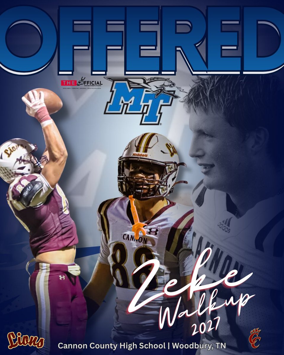 zeke_tha_bllr's tweet photo. #AGTG Super blessed to have received an offer from Middle Tennessee State University! @CoachJ_Smitty @CoachDerekMason 

@colehill90 @Coach_Hinch @JameelLane53 @CCHS_FB @TnVarsity @CSmithScout @OnTopAthletics @on3 @PrepRedzoneTN @615Preps @thompsmd23 @theofficial_hub https://t.co/yEag55WLmU