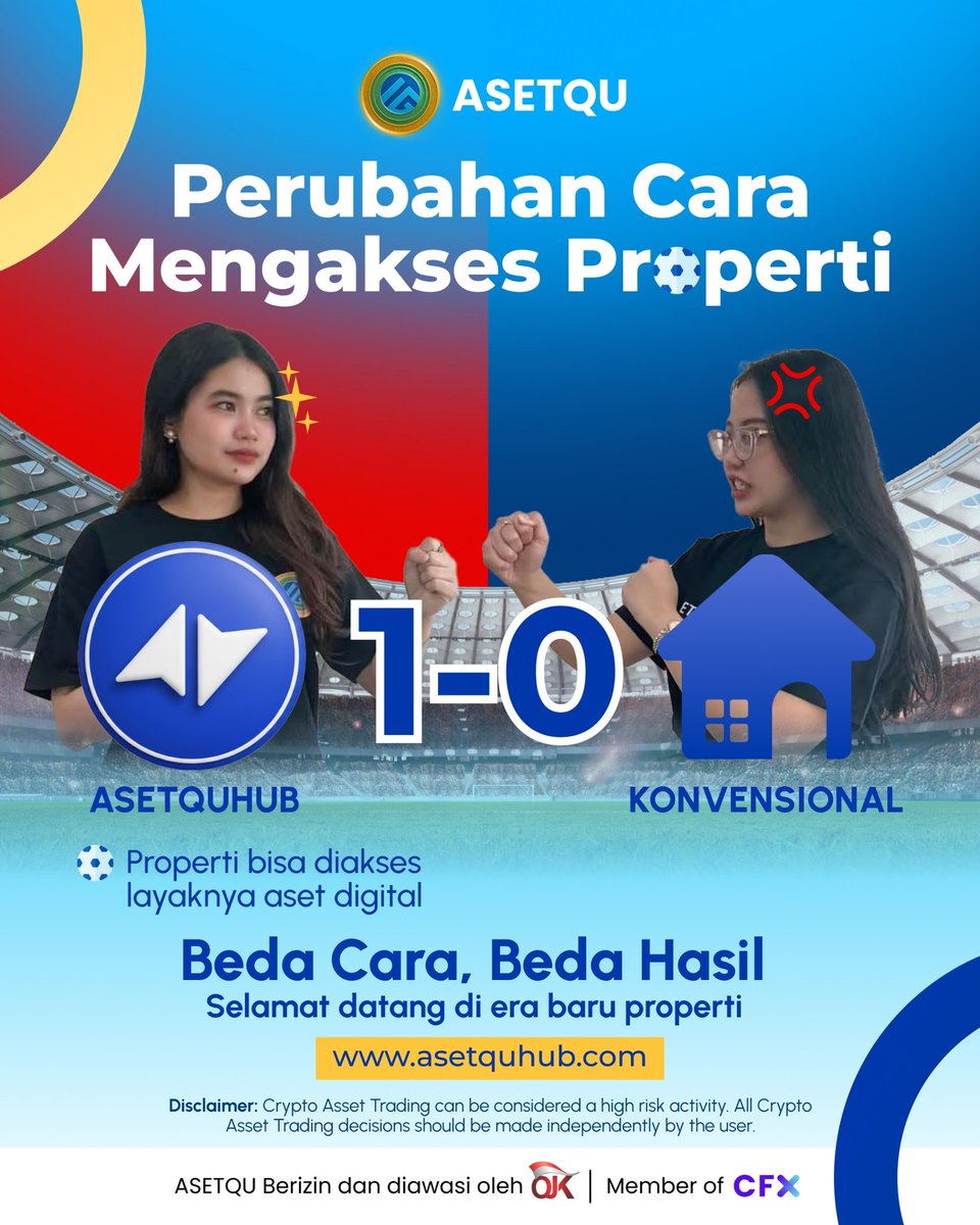 Halo pagii Asetra! 🤩🙌🏻

Semalam Arsenal 1–0 Chelsea.
Menang tipis, tapi efektif. 

Kayak properti juga.
Yang sat-set, transparan, dan strateginya tepat 👉 AsetQuhub. Konvensional? Banyak tenaga, hasil belum tentu 😩🤏🏻.

Skor akhir:
AsetQuhub 1 – 0 Konvensional

Beda cara, beda
