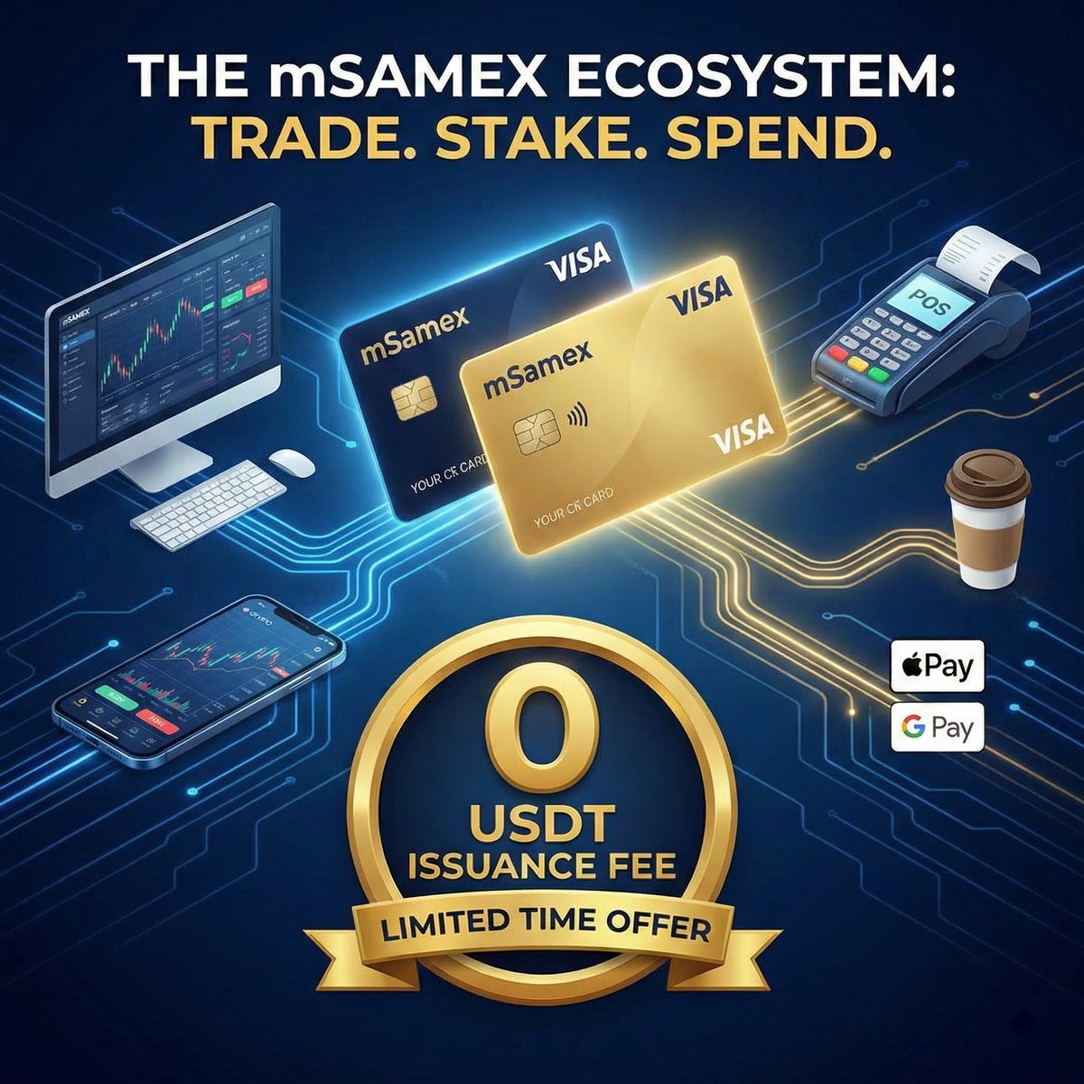 he gap between your trading profits and your morning coffee just closed. ☕️📉

Get the mSamex Visa Card. Spend your Crypto &amp; Forex gains anywhere.

🔥 COST: 0 USDT (Limited Time)

👇 Grab yours before the offer ends: msamex.com/card-system

#Crypto #Bitcoin #Forex #Visa #mSamex