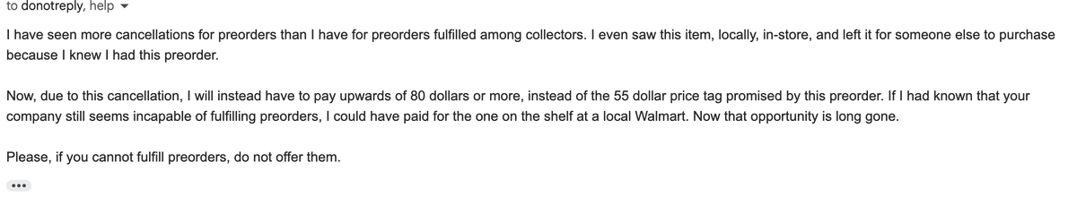 DiscoCola's tweet photo. .@Walmart cancelled my Soundwave Preorder.

It'd been a while since last time, So I thought maybe they wouldn't cancel this time.

Lol. Lmao, even.

Nice to bitch about some first world shit instead of the erosion of whatever remains of American Democracy, I guess. https://t.co/G2kjSMZwwG