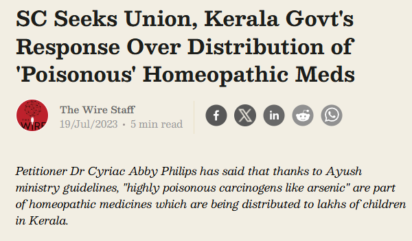 theliverdoc's tweet photo. Man, I know you are just another anonymous troll, but atleast do your homework before you engage me in a conversation. 

I took both the Kerala State and the Central Government to the apex Court for promoting and dispersing Homeopathy.

The Governments are yet to answer us and have gone into "Ostrich head in the sand Syndrome" and the Courts remain mute and play along with the Government - because it is a Government matter where they were definitely at fault.

If this case was seen through by the Supreme Court, then it would have been the end of Homeopathy in India. They knew it and the CJI (at the time) and the Court and the lawyers (including ours), did not see it through - because the Ayush Ministry would fall. 

We wasted money and so much time on this. When it comes to justice in the context of pseudoscience, I have lost my faith in the judiciary - because they will never stand up for the truth, science and objective evidence and will always support Government policies. Public health be damned.

Read:
Dr Cyriac Abby Philips and Ors v Union of India and Ors| WP(C) 1352/2021
https://t.co/e3RFJffGAO and https://t.co/zrRzGV571D