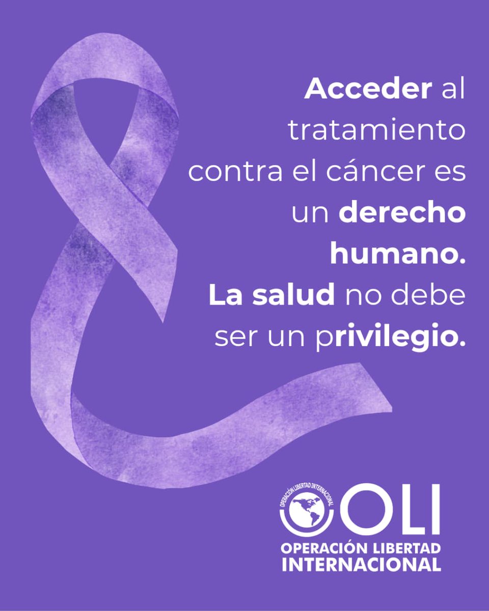OLI_Colombia's tweet photo. Desde OLI reafirmamos que el acceso al tratamiento contra el cáncer es un derecho humano fundamental.
La salud no debe depender de la condición económica, el estatus migratorio ni del lugar donde se nace.
Exigir atención oportuna y digna es defender la vida.
💜 https://t.co/fUElHRKNlt