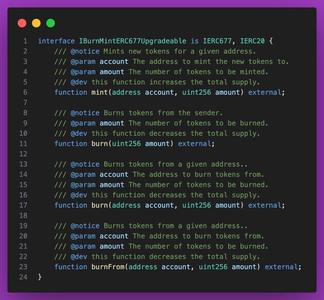 Sometimes a simpler approach is better. Taking a page from <a href="/andrej_dev/">Andrej 🦇🔊</a>'s upgradeable tokens, I made a simple interface for the <a href="/Judge_Finance/">JUDGE Finance</a> Upgradeable ERC677 YieldCoin token. No more inheritance clashing.