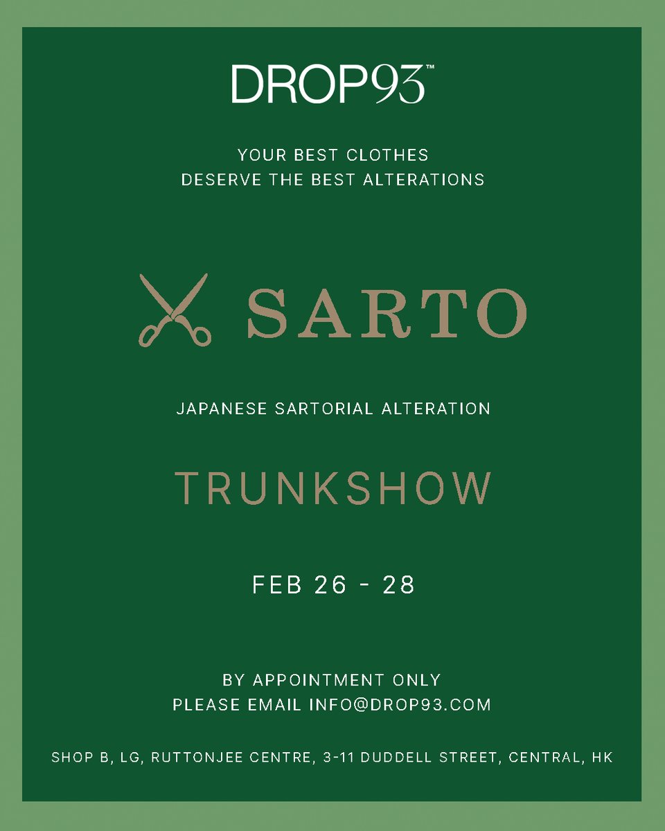 drop93hk's tweet photo. Sarto Trunkshow - February 26 - 18 - https://t.co/jofs0iXpUR https://t.co/wOFsfjARW4