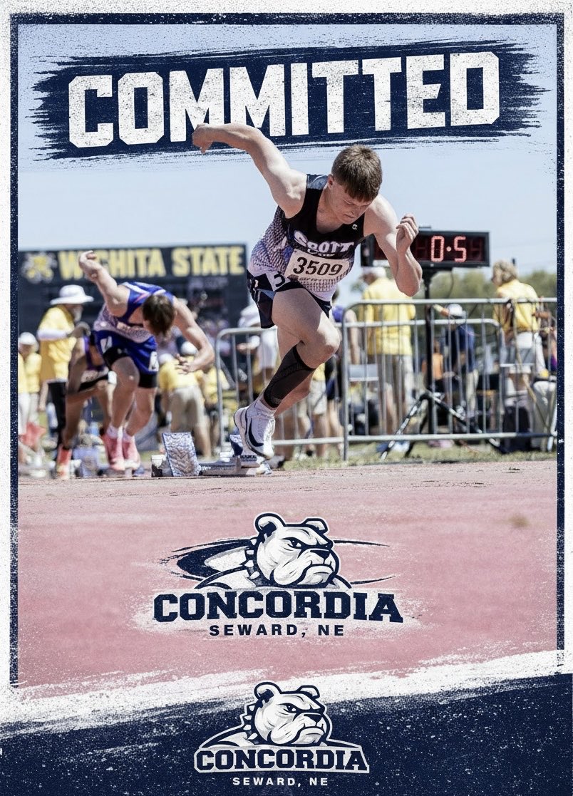 PeytonBergner5's tweet photo. I am excited to announce my commitment to Concordia University for Track and Field! I want to thank all of the coaches I’ve had over the years to shape me into the athlete I am today, as well as my super supportive parents  that have pushed me throughout the process. #SkoDawgs https://t.co/BBYN9Vopap