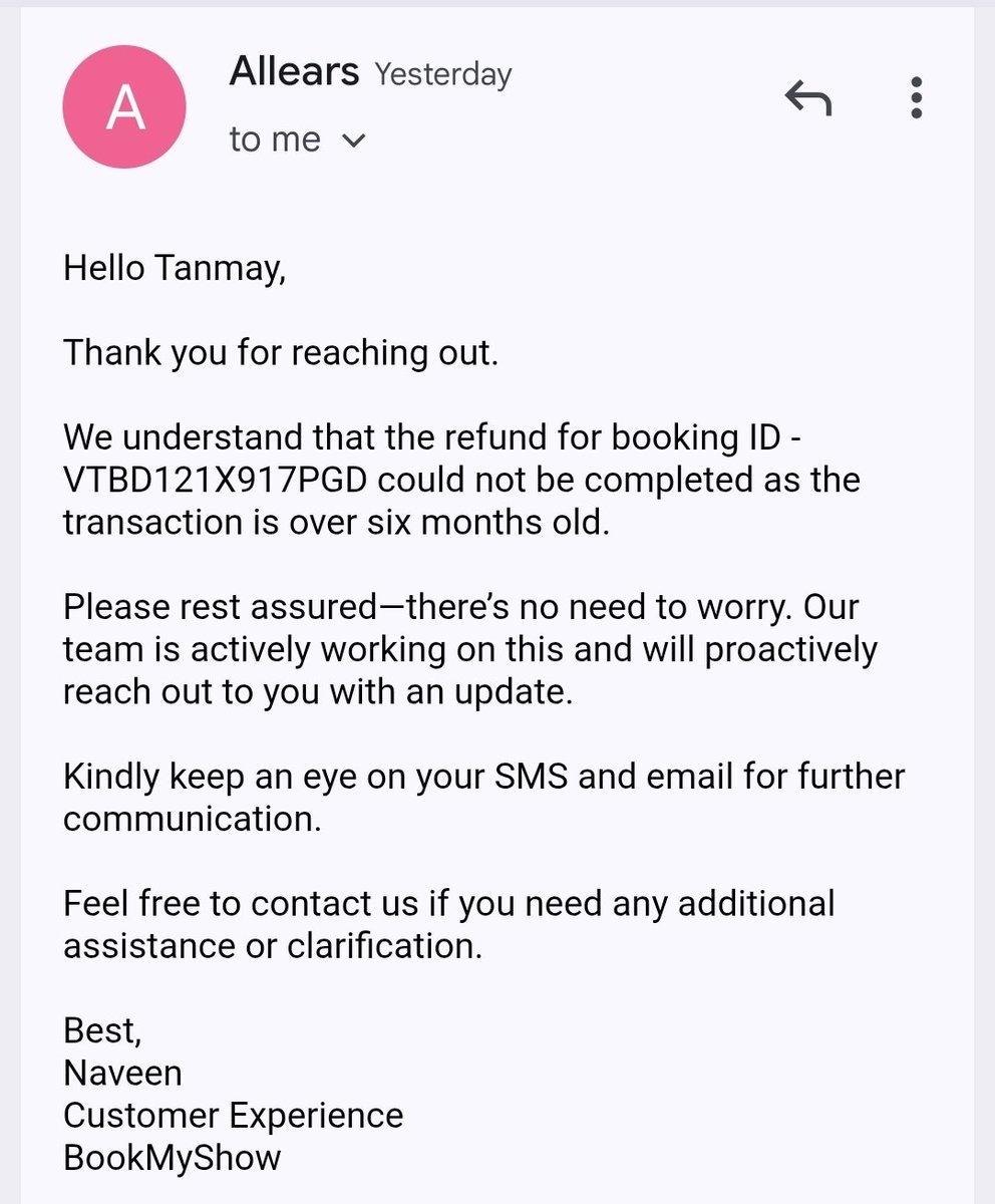 tanmay_writes's tweet photo. @bookmyshow_sup @bookmyshow What the app says vs what the support does? @bookmyshow @bookmyshow_sup you marked the issue resolved without doing anything about the issue. No action items, no timelines @fafsters really shocking state of affairs here sir. This is how support runs at a top brand? https://t.co/MccYSvgJpr