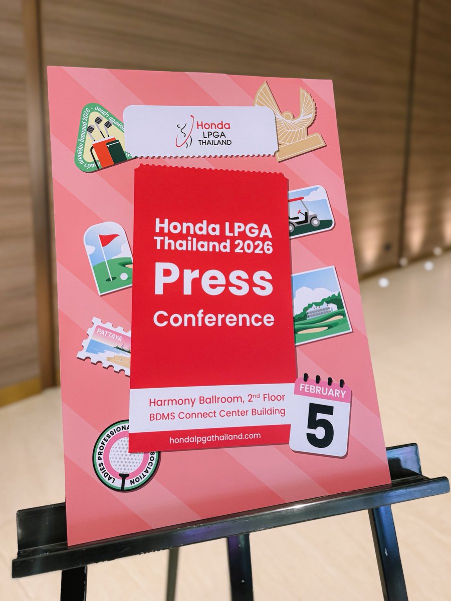 hondalpgath's tweet photo. 1 hour to go until the start of the #HondaLPGAThailand Press Conference 2026, featuring World No. 1 Jeeno Thitikul 🇹🇭 
 
We'll be sharing live updates throughout right here 👇 https://t.co/crJGHrcNot