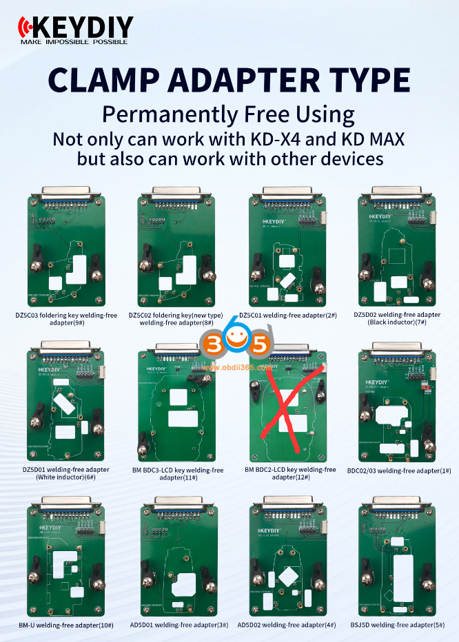 💥Keydiy BMW BDC2 BDC3 MQB49 5C 5D solder free clamp adapter set 
available now.✅✅

compatible with KD-X4, KD-MAX and other devices.
11 pieces, the BDC2 LCD clamp adapter is not yet released.
obdii365.com/wholesale/keyd…
Limited stock.First come first served.