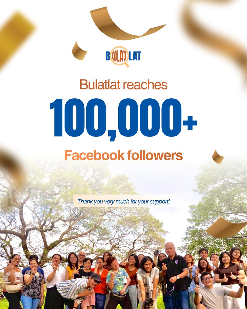 bulatlat's tweet photo. Sharing this milestone to everyone: We are 100k followers strong and growing— thank you to all our readers and supporters for being part of the conversation on our social media platforms. More human rights and people's stories are on the way. ✨📲 https://t.co/yIHIQhTeQJ