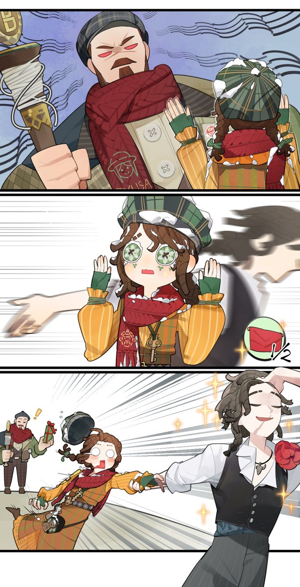 さっきまで普通にお話してただけなのに… 
……あれ？

エルナンドさん、すごく満足そうだね…

#IdentityV #第五人格
#エマの日常 #闘牛士