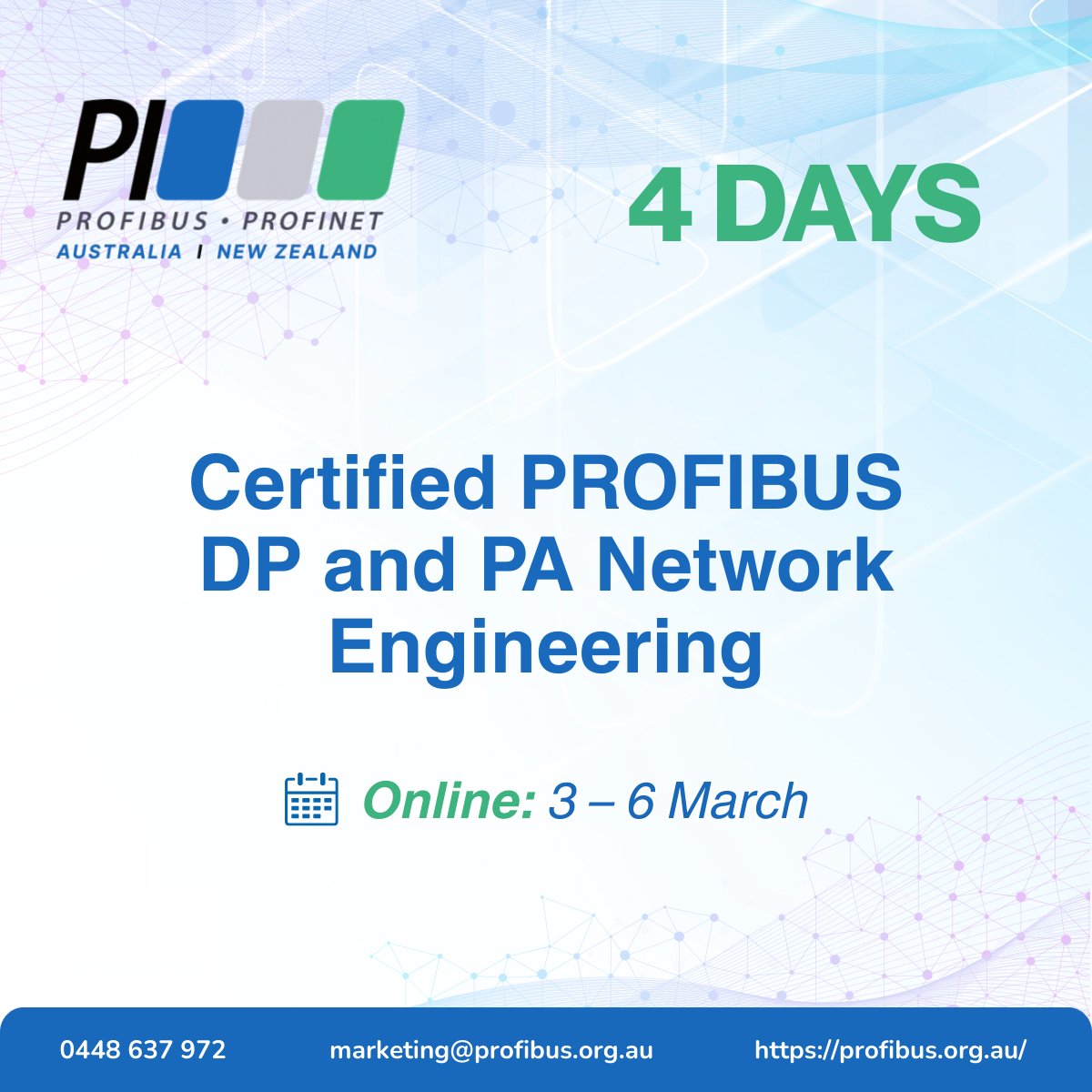 ProfibusN's tweet photo. The PAANZ 2026 training season is LIVE!

Upgrade your career this Feb &amp; March with industry-certified credentials for engineers and system integrators. Don’t just install—get certified.

📅 View the calendar &amp; book: https://t.co/wfP9gTxAEP

#IndustrialNetworking #Automation https://t.co/cnkGT9dxpu