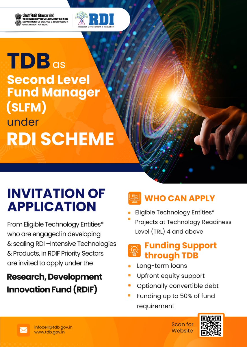 karandi65's tweet image. A significant milestone in  Rs 1 Lakh Crore (Rs 1 Trillion) Research Development and Innovation (RDI) #RDI Fund !!

There was an overwhelming response to our Notice Inviting  Applications for appointing Second Level Fund Managers (SLFM) from AIF, FoF, DFI, NBFC and FRO. We are