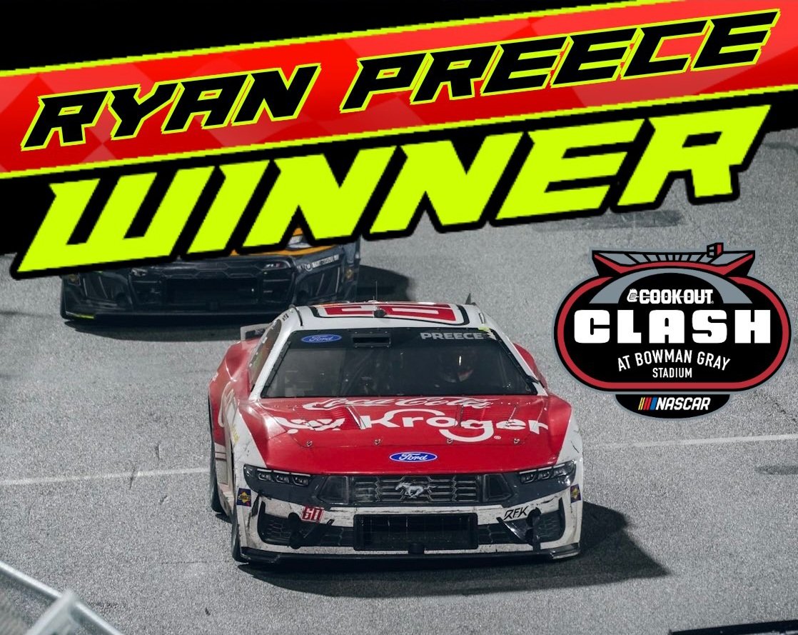 Ryan Preese just concorded the <a href="/nascarclash/">Cook Out Clash at Bowman Gray Stadium</a> at Bowman Gray!!🏁🏁

IS RFK BACK?!?

#nascar #ryanpreece #bowmangray #nascarclash #cocacola