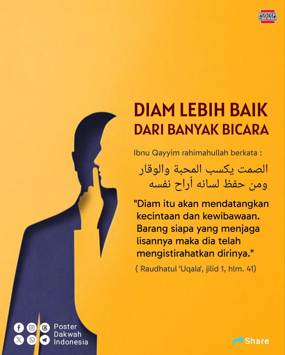 dakwah_poster's tweet photo. DIAM LEBIH BAIK DARI BANYAK BICARA ( bicara yang sia-sia)
#diam
#banyakbicara
#bicarasiasia https://t.co/KcMYBhjuA9
