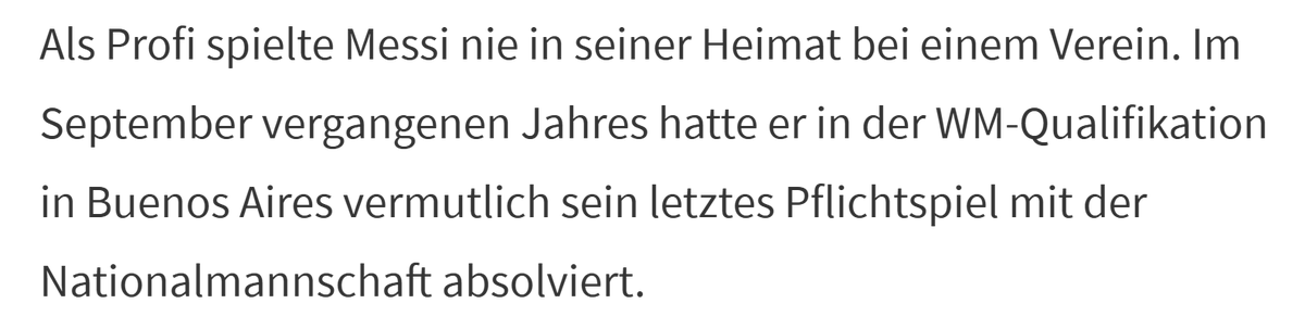 Transfermarkt-Artikel über das Interesse von Messis Jugendverein an ihm endet hiermit. Genial, ich glaub' auch, dass er es am Ende wohl leider nicht mit auf den WM-Zug schaffen wird