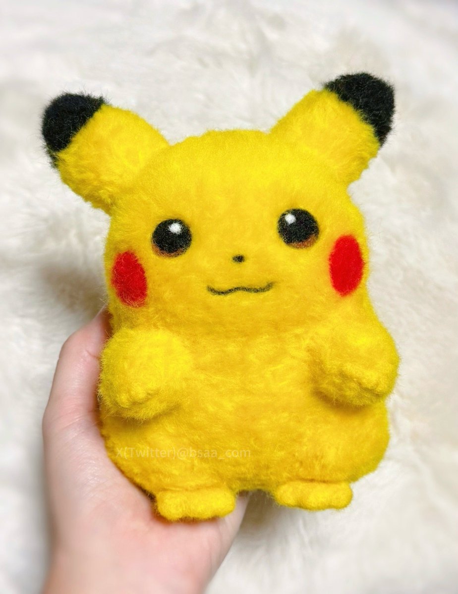 【確認用】ぬいぐるみみたいなくまさん✽羊毛フェルト 初期ピカチュウのぬいぐるみを羊毛フェルトで作りました✨ #羊毛