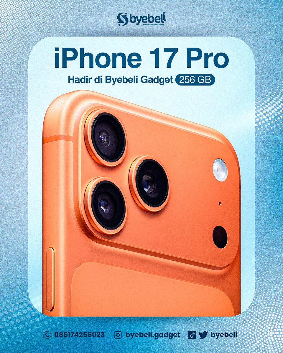 byebeli's tweet photo. Resmi! iPhone 17 Pro and Pro Max Ready to Rent at Byebeli Gadget🎉

Gimana? Udah siap buat jadiin iPhone 17 Pro teman mu disetiap cerita? Yuk, chat MinBye dan sewa sekarang!

#sewaiphone #iphone17 #iphone17pro #iphone17promax #iphone #wts #wtr #openrent #wanttorent https://t.co/oQyGlrxMmS