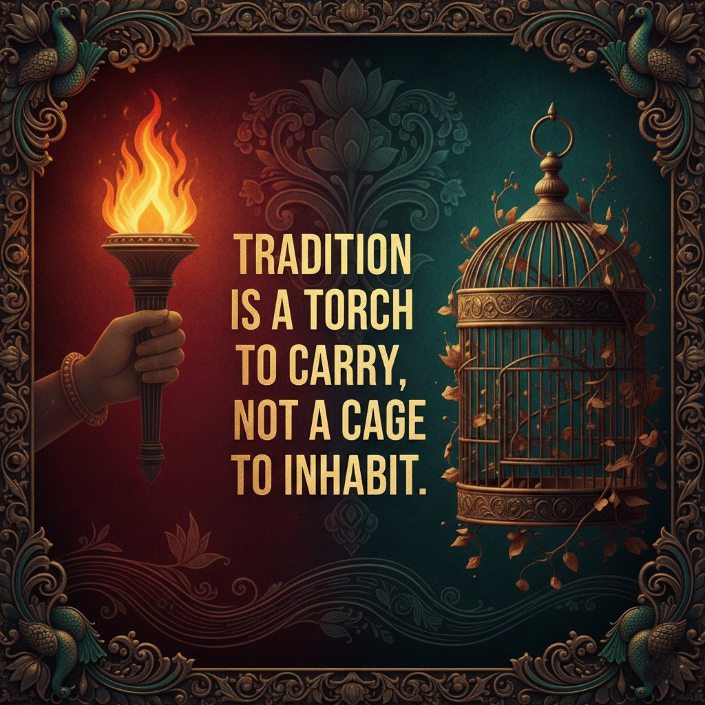 To whomsoever this may concern
Tradition isn’t a shelf for old trophies. Bharat always knew that for culture to survive, it must breathe &amp; evolve. Clinging to status quo in the garb of upholding our tradition, is not protecting our heritage, but suffocating it.