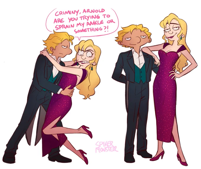 arnold and helga's fancy night out, now at the secret club