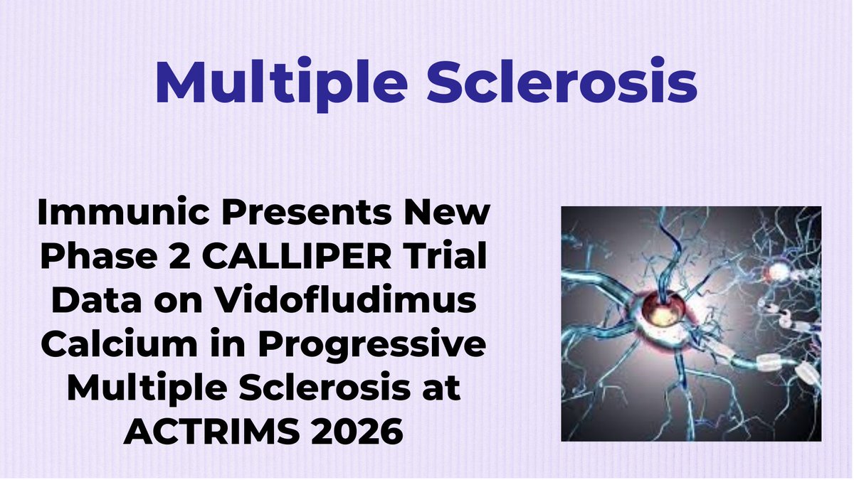 CheckOrphan's tweet image. Immunic Presents New Phase 2 CALLIPER Trial Data on Vidofludimus Calcium in Progressive Multiple Sclerosis at ACTRIMS 2026 - For More Information Visit  shorturl.at/FWuPJ  @ImmunicInc  #Multiple_Sclerosis  #MS