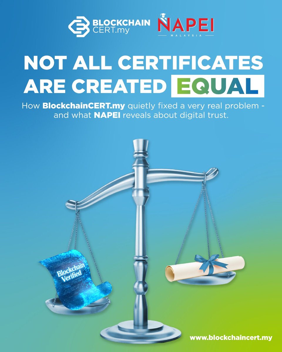 MasverseHub's tweet photo. ❌📜 Not all certificates are created equal.

You can fake a certificate in Photoshop in 10 minutes.

Most PDFs can be edited like a Word doc.

And “verification”? Often just vibes.

Until https://t.co/VsUwi01hUm quietly fixed a problem nobody talks about ➡️ digital trust.

👉 Read the full story here on how https://t.co/VsUwi01hUm & NAPEI are redefining digital trust ⤵️
https://t.co/l4Fhj7Gyki