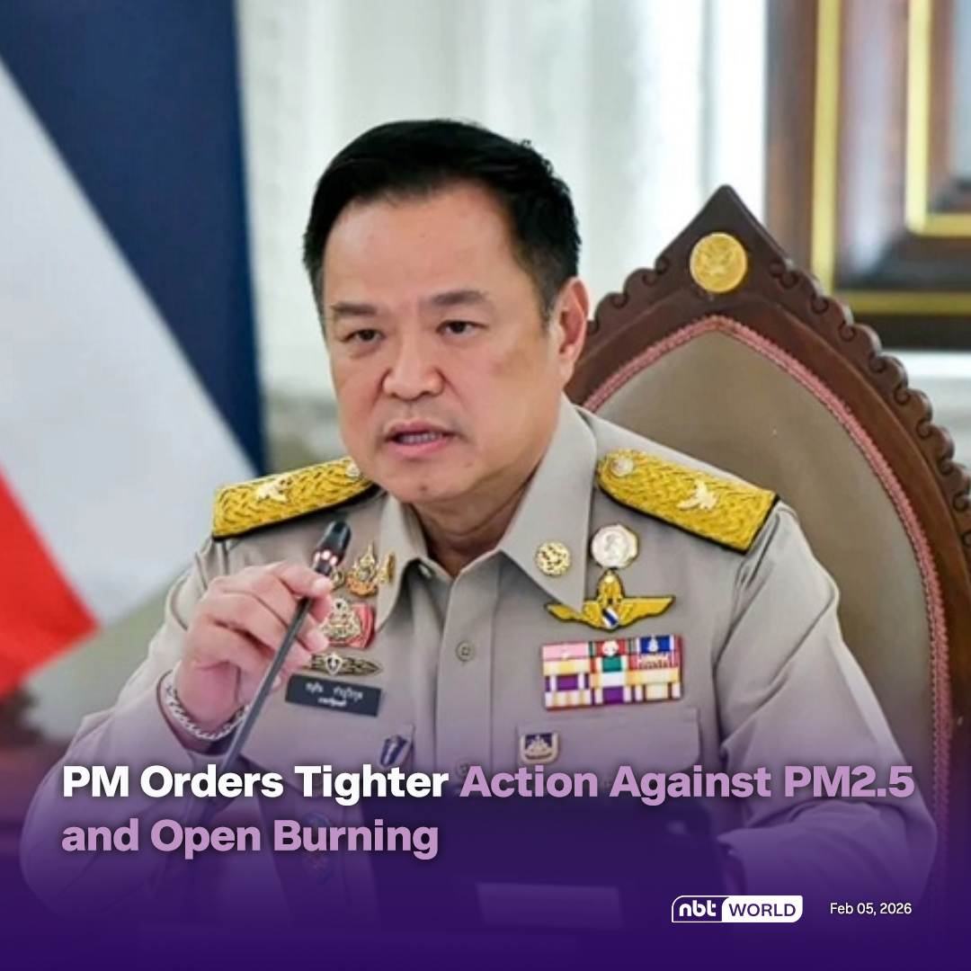 NBTWORLDNews's tweet image. Prime Minister Anutin Charnvirakul has ordered nationwide steps to tackle PM2.5 pollution, tightening controls on open burning. 

Read more: Facebook.com/nbtworld 

#PM25 #AirPollution #OpenBurning #PublicHealth #EnvironmentalControl