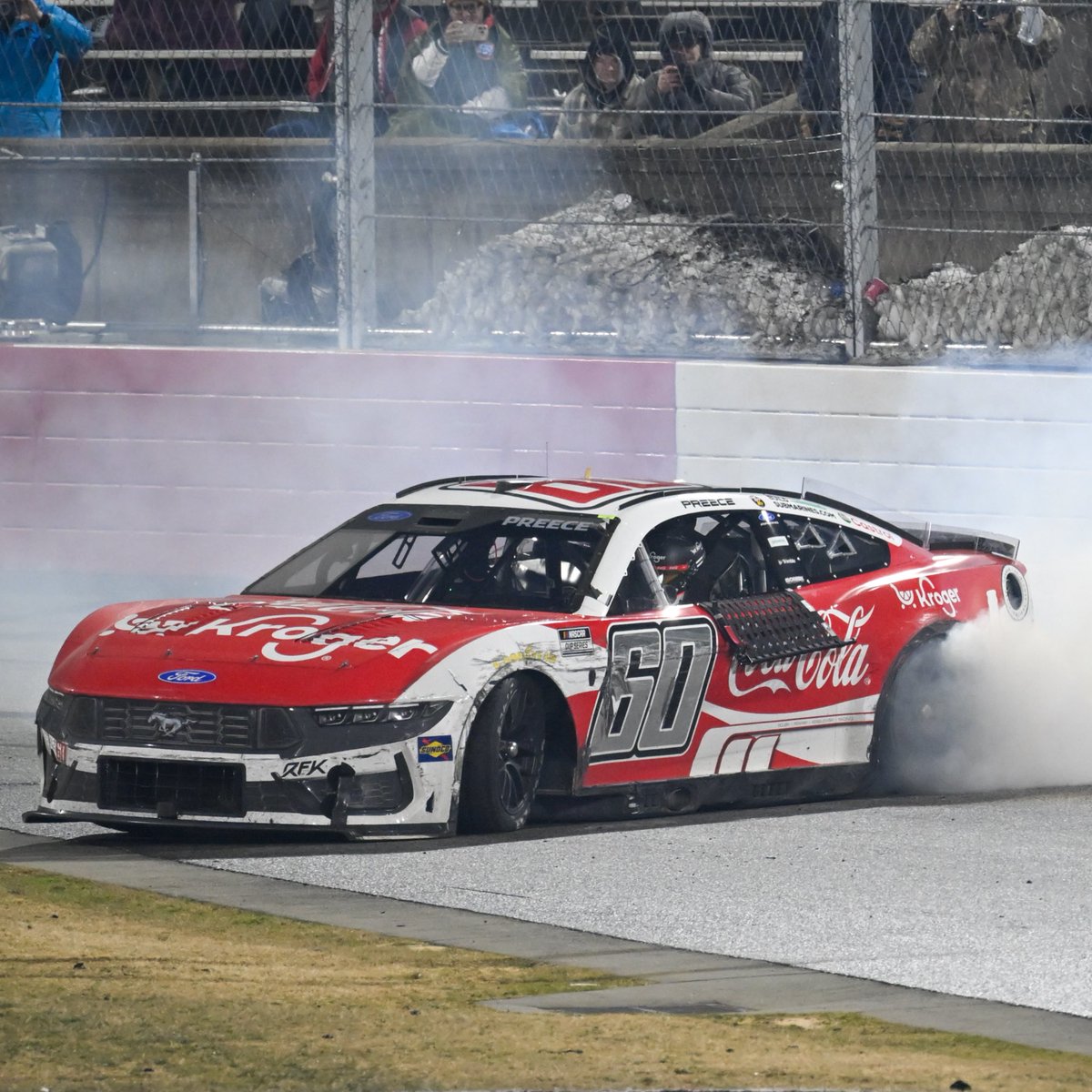 FordRacing's tweet image. The first of many. @RyanPreece_ parked it in victory lane at Bowman Gray for the 2026 @nascarclash 🏁

#NASCAR